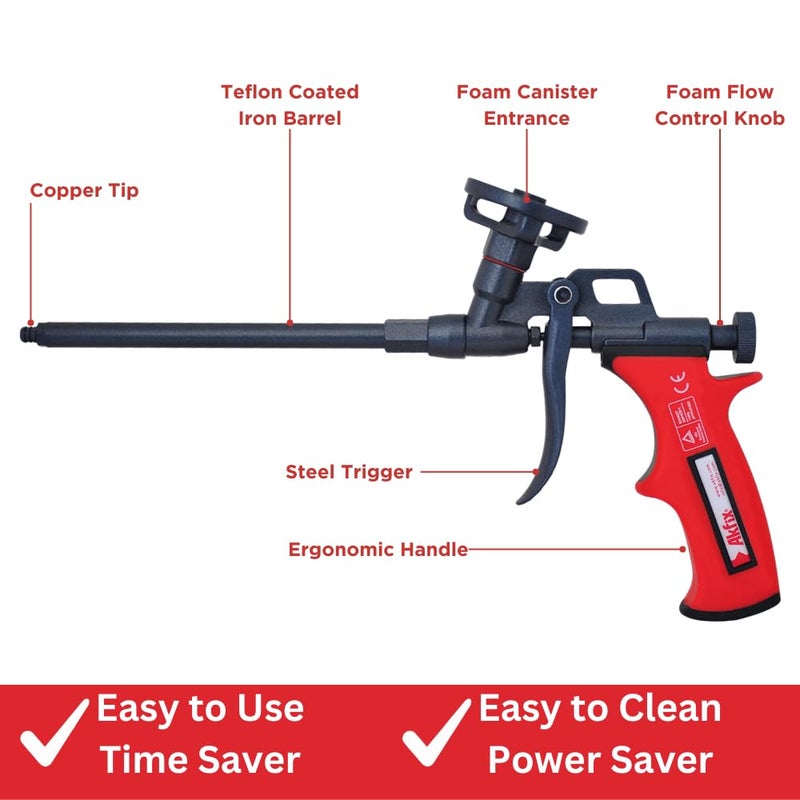 AKFIX Dispensing Foam Gun - Spray Foam Applicator for Caulking, Professional Insulation for Window and Door | Foam&Cleaner NOT Included | 1 Pack - Image 2